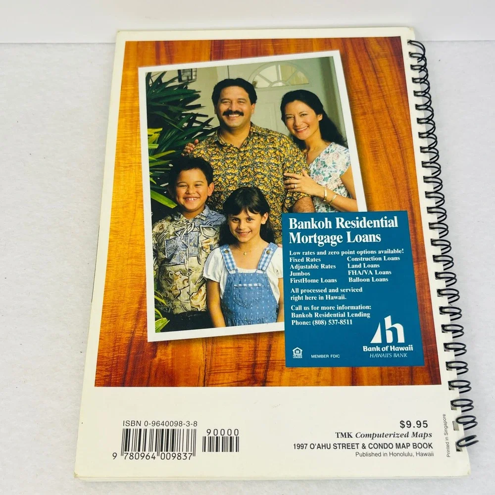 1997 TMK Maps Oahu Hawaii Streets & Condos Spiral Map Book Vintage Atlas